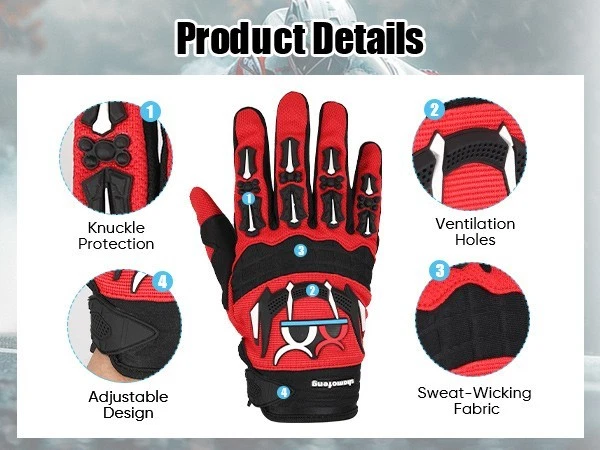 Guantes deportivos para motocross con pantalla táctil de dedo completo Foto 3 de 4