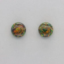 Multicolor Green Red FIRE OPAL Round Post Stud Earrings 925 STERLING SILVER 305e