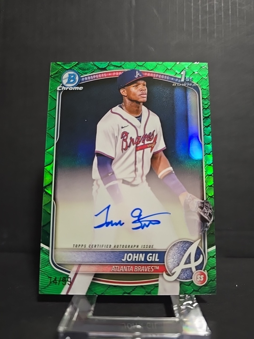 2025 Bowman Chrome - Prospect Autographs John Gil #CPA-JG Green Reptillian 74/99