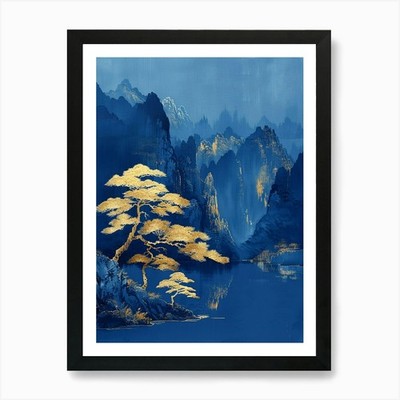 Asiatische Landschaft 38 Kunstdruck gerahmt Wandbild Poster Leinwanddruck Bild