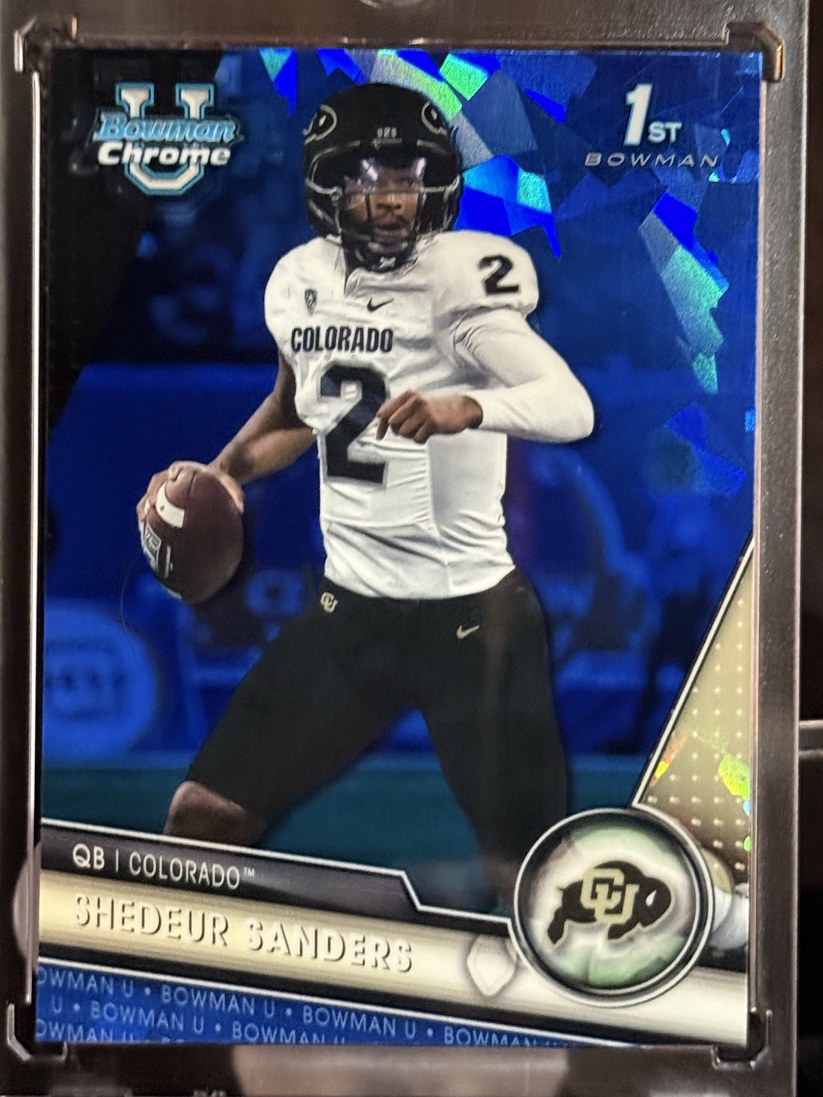 2023 BOWMAN U CHROME #16 SAPPHIRE REFRACTOR SHEDEUR SANDERS 1ST BOWMAN