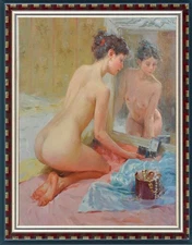 Handmade Original Oil Painting art Impressionism women Girl on canvas 24"x36"