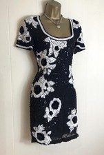 FRENCH CONNECTION STUNNING BLACK & WHITE SEQUIN DRESS SIZE 8
