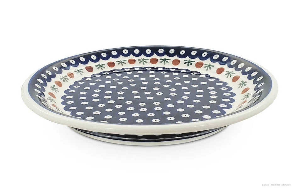 Bunzlauer Keramik flacher Teller (Speiseteller) Form 2, Ø 24,8cm H3,0cm, Dek 141