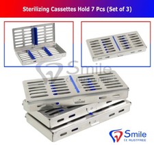 3X Sterilization Cassette Rack Tray Hold 7 Dental Surgical Instruments Autoclave
