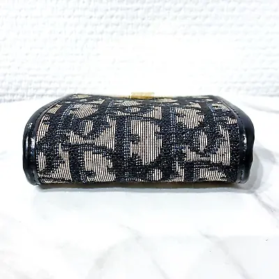 Kopen Dior Trotter Coin Case Wallet Purse Navy Blue Canvas Gold Authentic From JAPAN