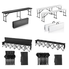 72-124in Folding Bench Portable Outdoor Bench for Picnic Camping Garden