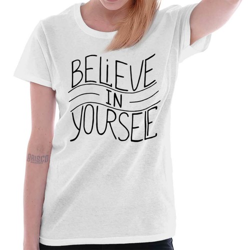 Believe In Yourself inspirierendes Zitat Geschenk Damen Top Junior Grafik T-Shirt - Bild 10 von 11