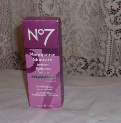 No7 Menopause SkinCare Instant Radiance Serum - 1 Fl. Oz. (30ml) - New in Box!