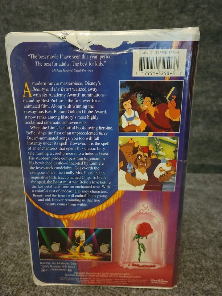 Walt Disney BEAUTY AND THE BEAST VHS Black Diamond Edition Foto 2 de 4