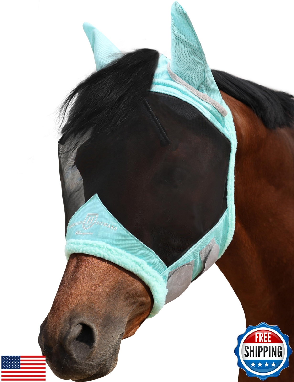 Harrison Howard UV Protective Horse Fly Mask with Soft Wool Lining and Fine Mesh