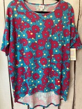 SALE 🏷️ New Lularoe IRMA  XXS Bright Pink & Blue Print High Low Hem Soft