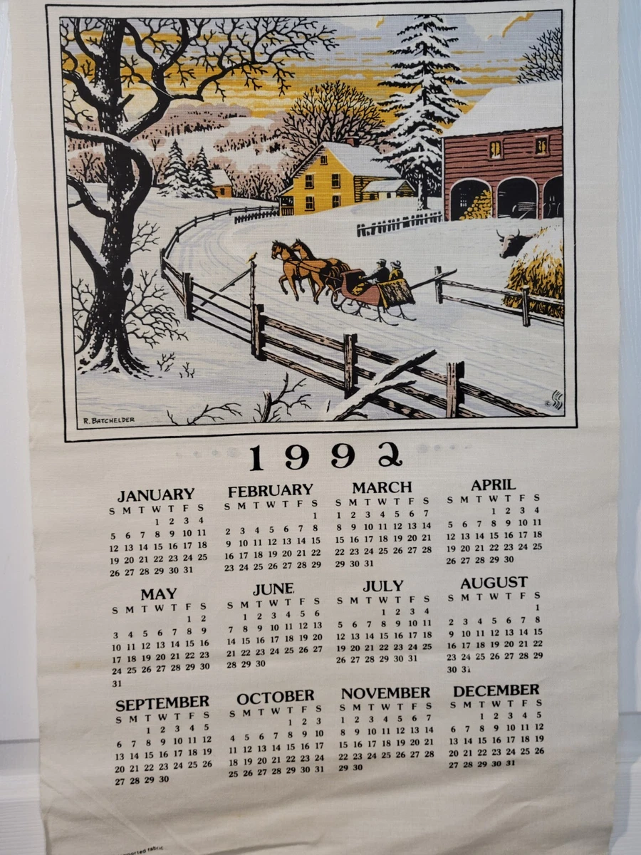 1992 Cloth Calendar | eBay