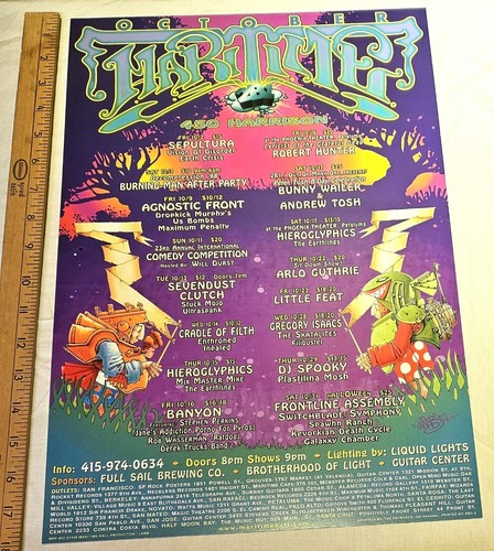 Burning Man Maritime Hall Poster October 1998 Arlo Guthrie Dropkick Murphy's