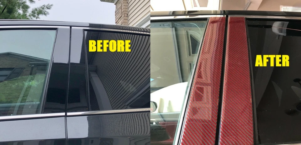 Postes de pilar de fibra de carbono rojo pilares B 6 piezas para Acura RLX 2014-2020 Foto 2 de 4