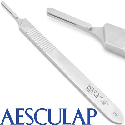 Aesculap BB074R Knife Handle #3 with MM and CM Scale, (Matte Finish), 5'' (125mm)