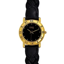 ESQ Movado Ladies Gold Tone Wrist Watch 100041 27mm