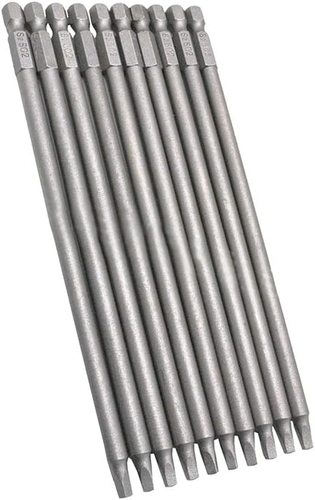 10Pcs Square Head Bits #2, Square Head Screwdriver Bits #2 Long Magnetic 1/4-Inc