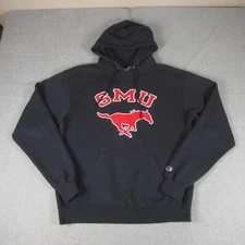 SMU Mustangs Hoodie Men Medium Blue Champion Pullover Sweatshirt
