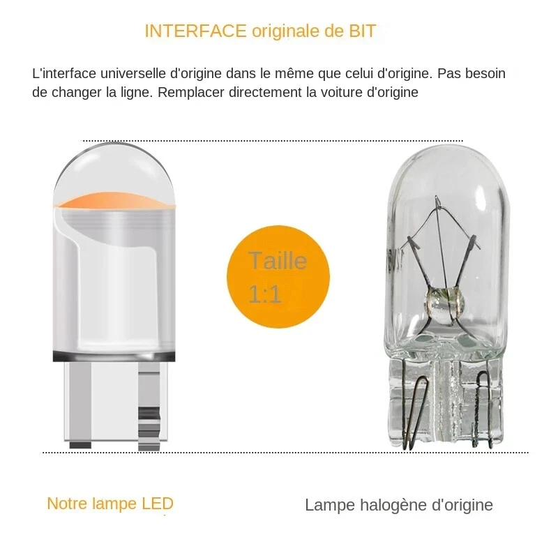 10x T10 W5W LED Ampoule Bulb 6000K Blanc,Non Anti Erreur, Veilleuse Auto Canbus - Imagen 4 de 4