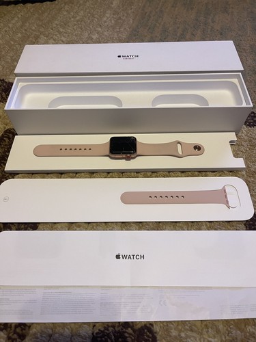 Apple Watch Series 3 38mm GPS + Cellular *Cracked Screen* Pink Gold Sport Clean