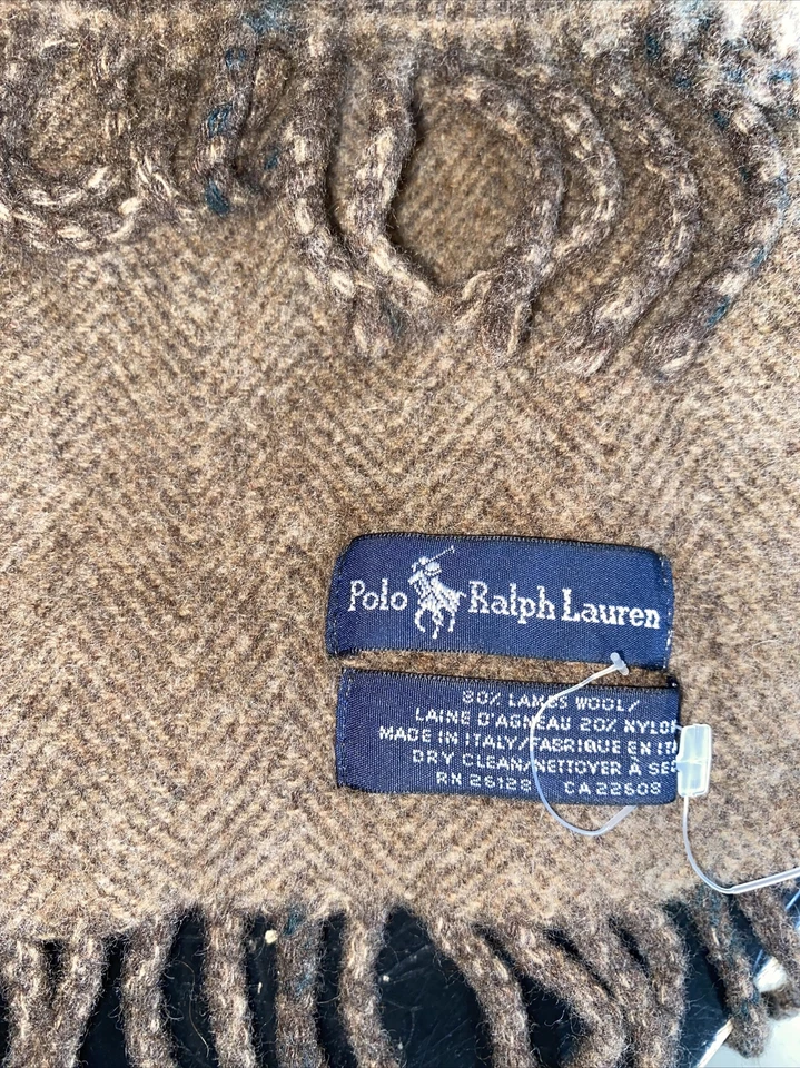 $60 Polo Ralph Lauren Hombre Lana Marrón Verde Cuadros 80% Lana Cojas Italia Nuevo Foto 3 de 4