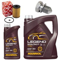 MotoröL Filter Set Mannol 0W-30 504/507 6 Liter + Schraube FüR Seat Skoda VW 2.0