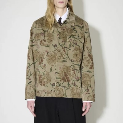 New Uniform Rose Floral Printed Shirt Jacket Our Legacy Brown Collar Coat Unisex