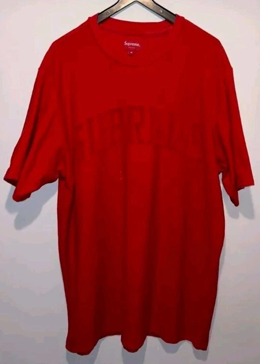 T Shirt Supreme Arc Logo Chenille FW19 Rouge Taille M