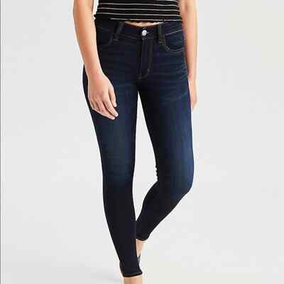 Jeans Jegging American Eagle Dark Wash - Taille 10 Regular - Bleu Foncé Élastique - Occasion Très Bon État