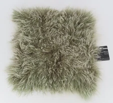 Mon Chateau Tibetan Lamb Fur Pillow Cover Latte Brown Zipper 18"x18"