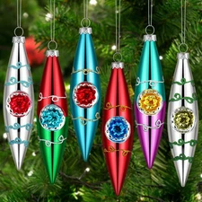 6 Pcs Handmade Christmas Ornaments Glass Multicolored Christmas Tree Ornament...