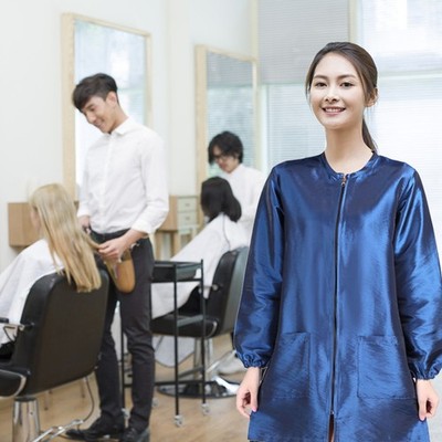  Friseur Arbeitskleidung Haarfärbeschürze Long Sleeve Smock Friseurkleider
