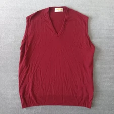 Vintage James Pringles Weavers Sweater Vest Mens 2XL Burgundy Pure Wool V-Neck