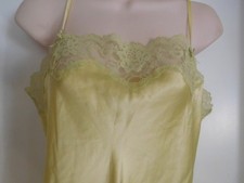 EUC Vintage Victoria's Secret Chartreuse Satin Chemise Babydoll Nightie Lace M