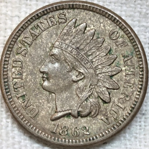 1862 Indian Cent AU+ or Unc Traces of PVC. Breaking Up Sets Free Shipping