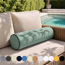 Contrast Trim Outdoor Decorative Bolster Pillow Insert Cover for Porch Swing Bed