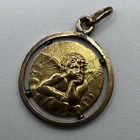 Antique Religious Medal "Angelot" - Gold Plated