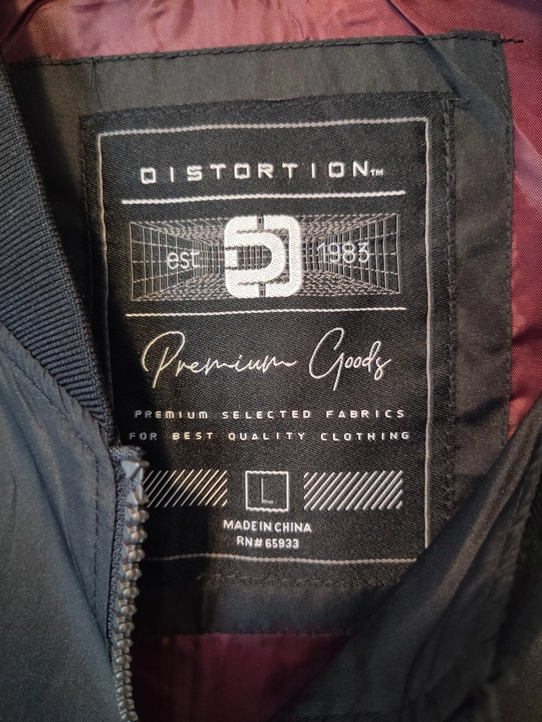 Distortion Bomber Jacket Men's Size Large Lightweight Pockets Black Full Zip image 4