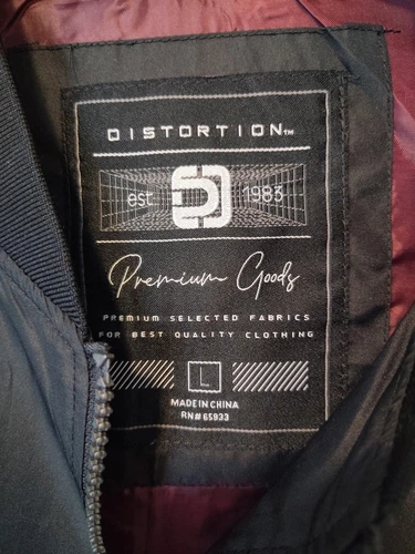 Distortion Bomber Jacket Men's Size Large Lightweight Pockets Black Full Zip image 4