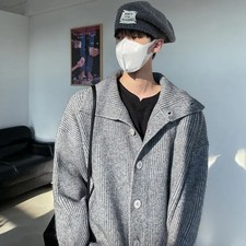 Solid Color Versatile Button Up Cardigan Lapel Sweater Men Women Lazy Style Loos