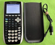 TI-84 C Texas Instruments Silver Edition Graphing Calculator w Cord/Cover/Batt