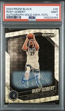 2024 Panini Prizm Black RUDY GOBERT Gold Vinyl Auto FOTL #d /5 PSA 9 Autograph