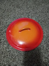 VTG Descoware Orange Flame Lid Only FE 8 2-D Enamel Cast Iron Belgium