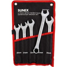 Sunex 9605ma Raised Panel Metric Combination Wrench Set 5 Piece 20 Mm To 24