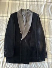 Black DB Evening Satin Shawl Collar Lapel Velvet Smoking Dinner Jacket 38 R