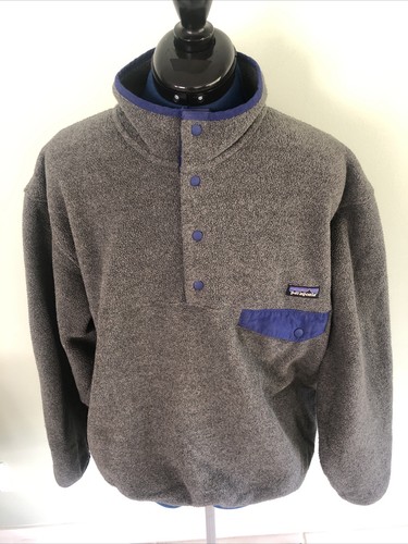 Vtg 80s 90s Patagonia Synchilla Snap-T Fleece Mens Sz M Gray Canada Made Purple - Picture 3 of 8