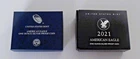 2021-W American Silver Eagle Proof Coins, Type 1 and Type 2, COA, Box, OMP