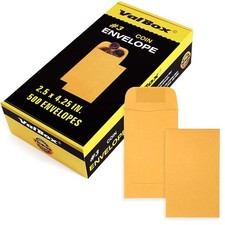 Coin Envelopes 500 Kraft Small Parts Envelopes with Gummed Flap 2.5x4.25 Inches