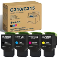 C310 / C315 Black Cyan Yellow Magenta High Yield Toner Cartridge 4/Pack-006R0...